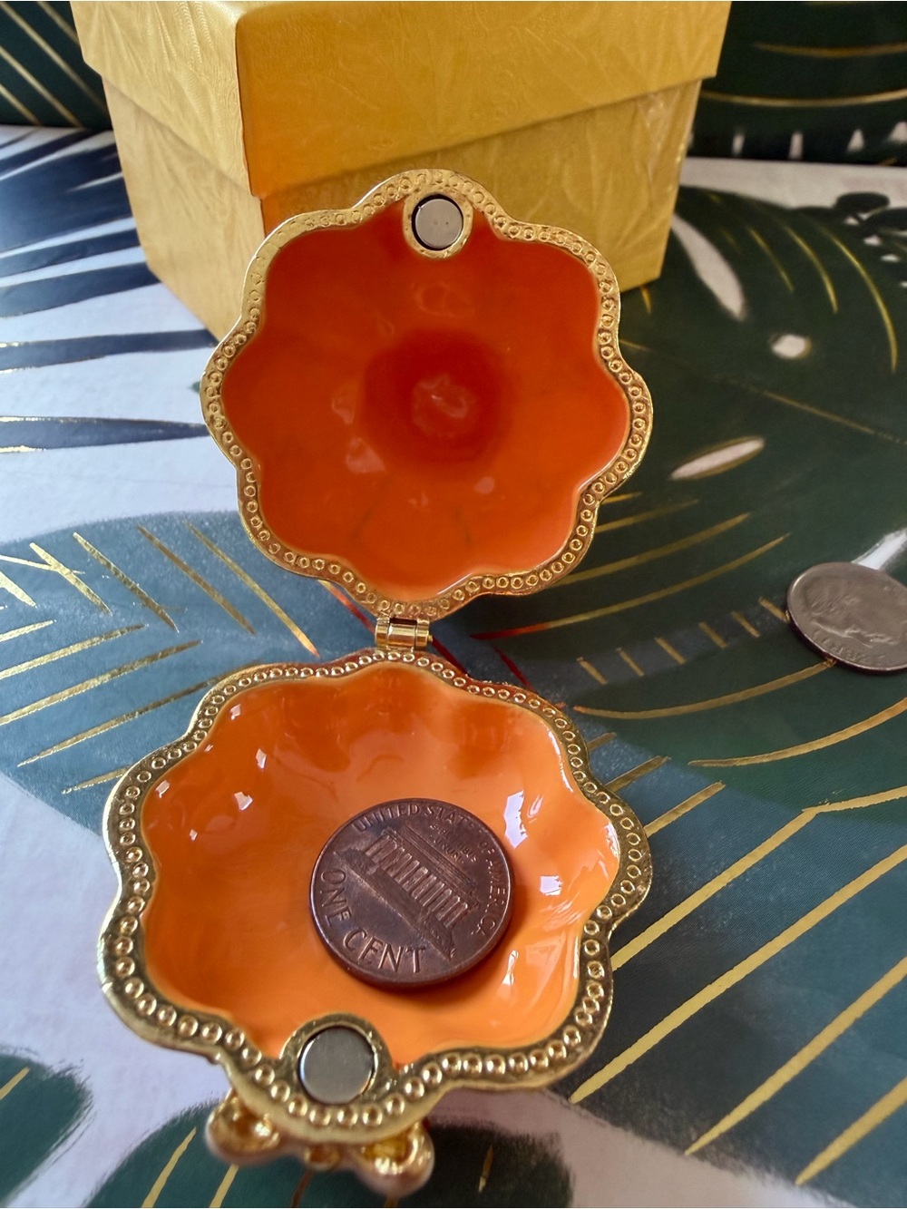 Halloween Jack O Lantern Pumpkin Witch Hat Enamel Trinket Box NIB - Picture 6 of 6